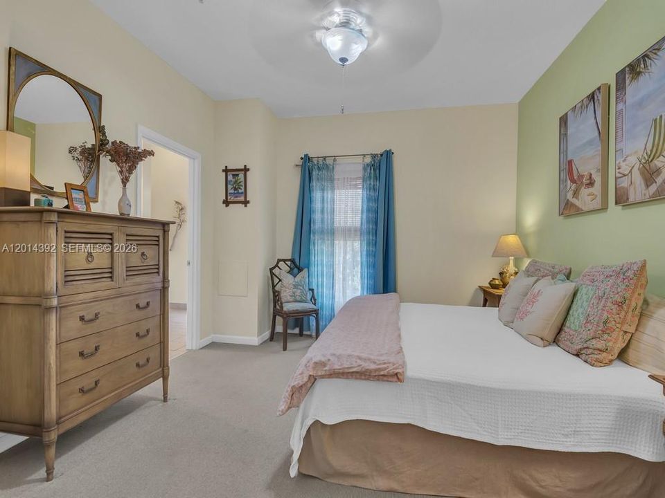 Primary bedroom has ensuite bath with large linen closet, too.