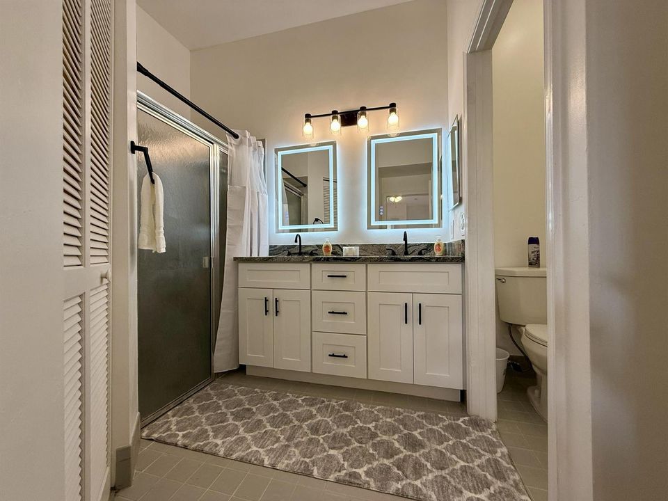 Primary bathroom with dual sinks