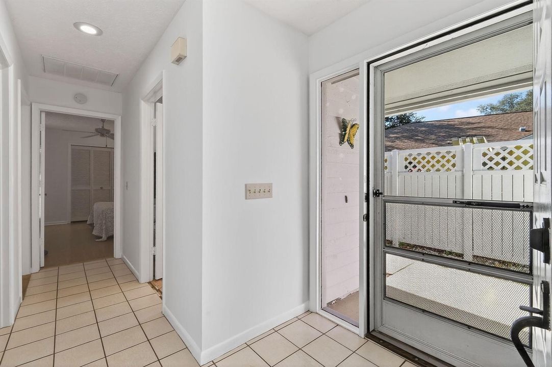 Screen door at entry