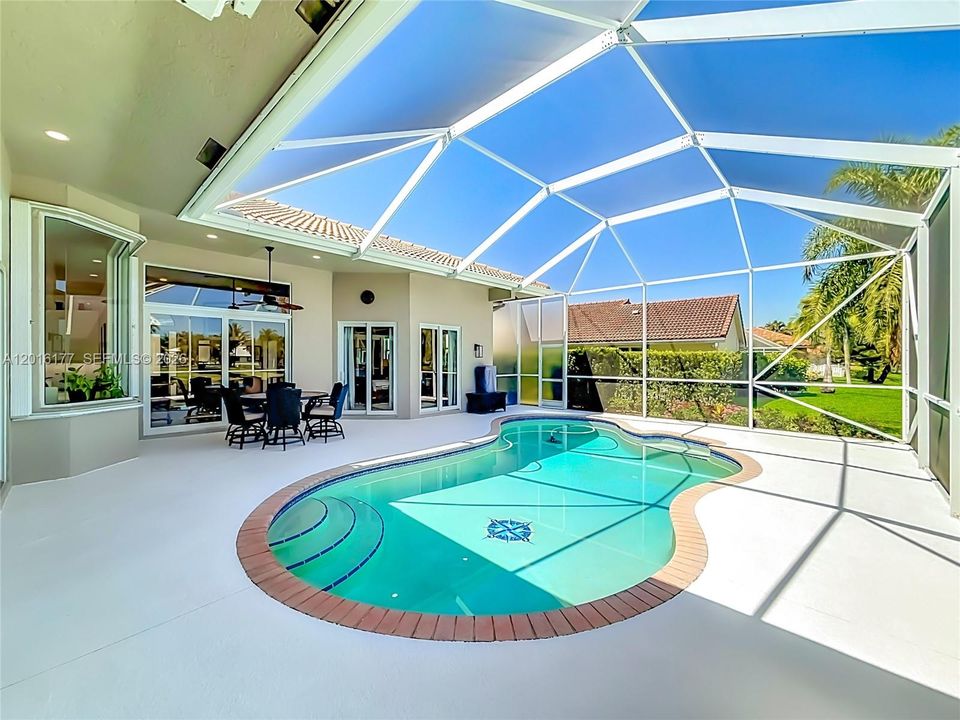 Screened saltwater pool with NEW heat pump and NEW saltwater system
