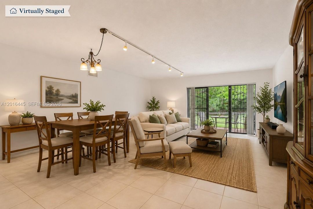 Virtually staged & enhanced living room.