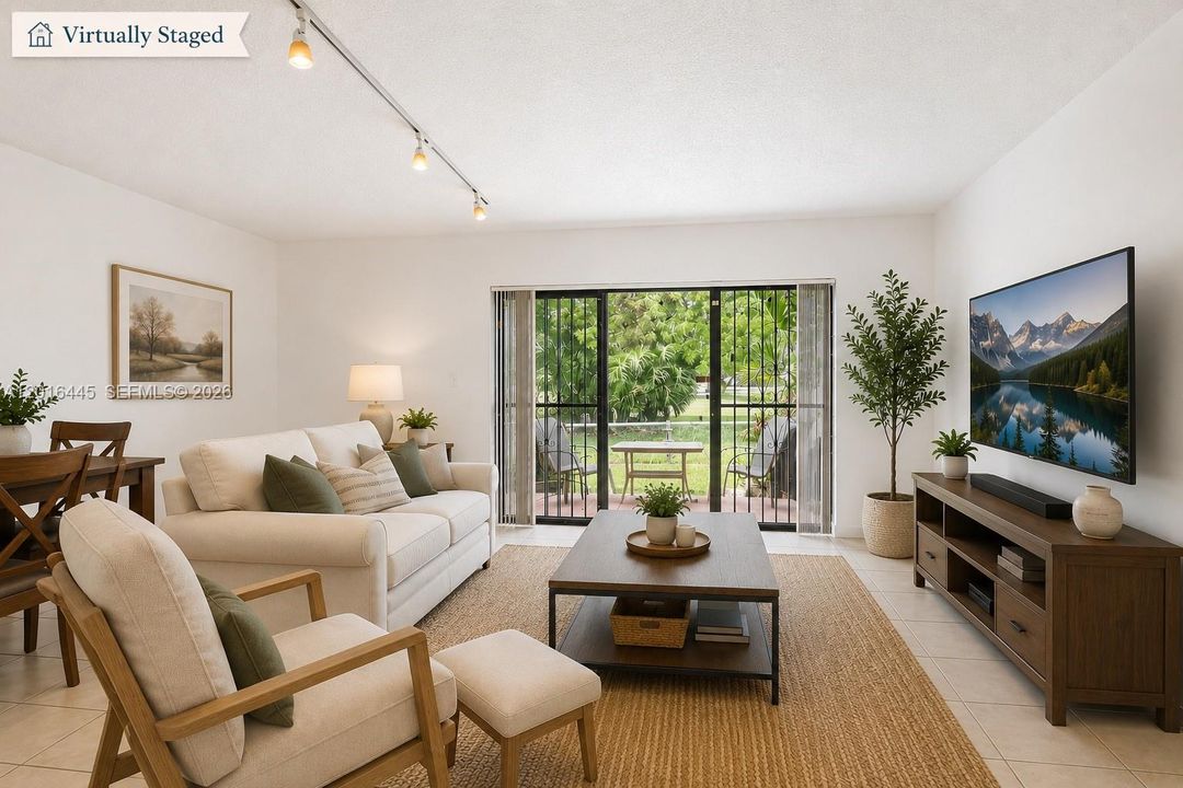 Virtually staged & enhanced living room.