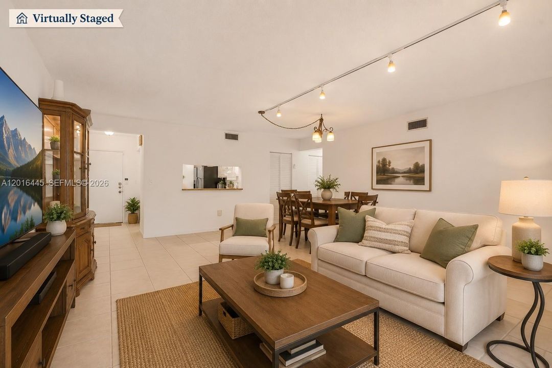 Virtually staged & enhanced living room.