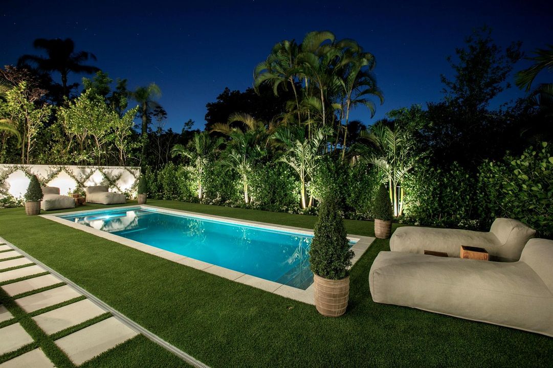 EVENING VIEW OF BACKYARD OASIS
