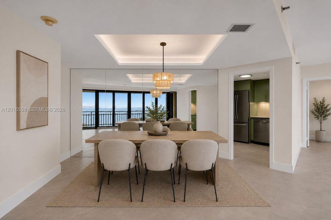 Staged dining area