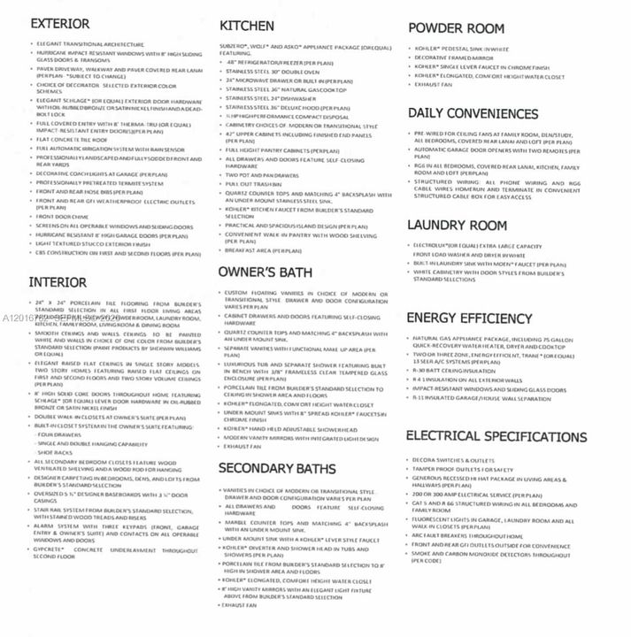 Property's features list