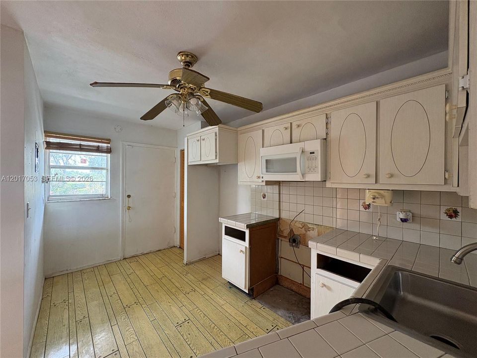 Huge kitchen with door