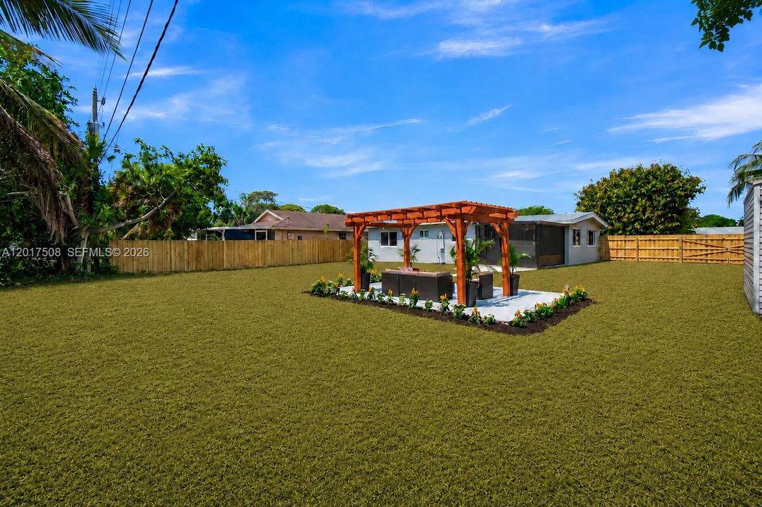Yard overlooking back of the house