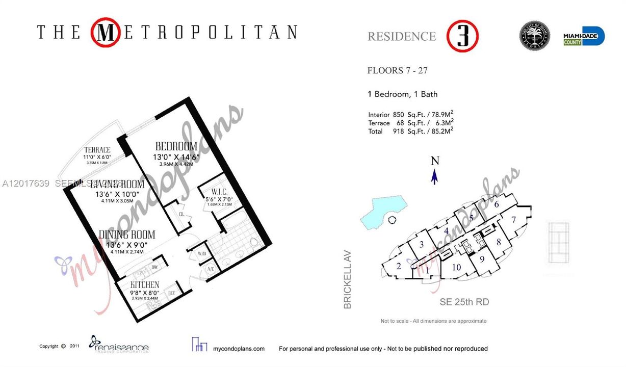 For Sale: $490,000 (1 beds, 1 baths, 850 Square Feet)