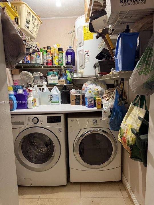 Inside laundry & storage