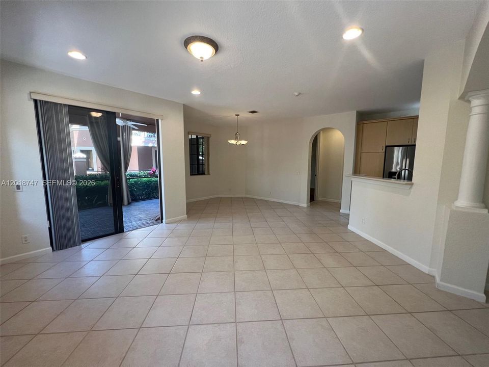 Living room and dining room