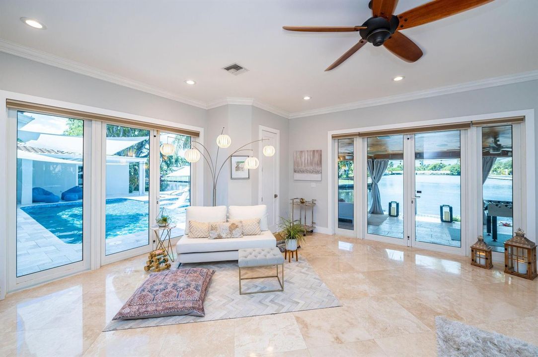 View to Pool and Outdoor Living Area