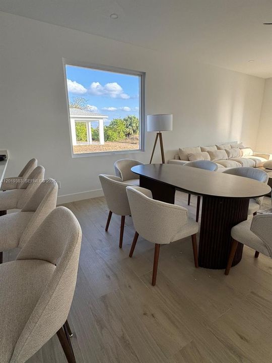 It is being sold unfurnished; the furnishings are shown for visualization purposes only.