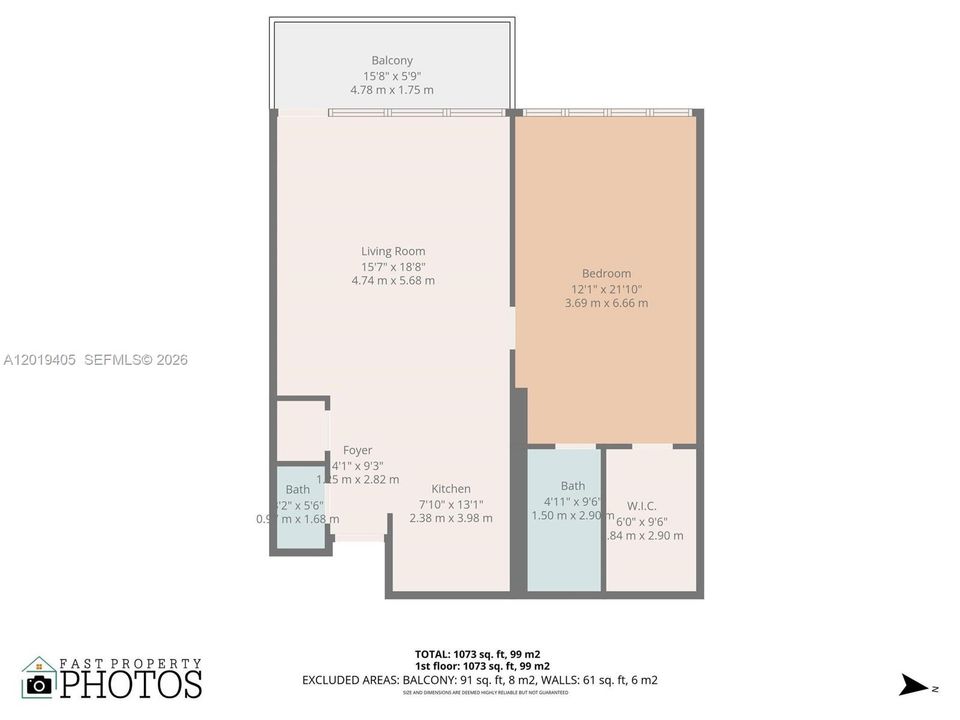 For Sale: $275,000 (2 beds, 2 baths, 1073 Square Feet)