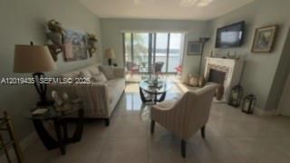 Spacious living room with decor fireplace