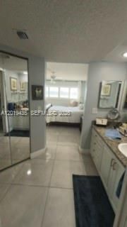 Primary bath mirror door linen closet