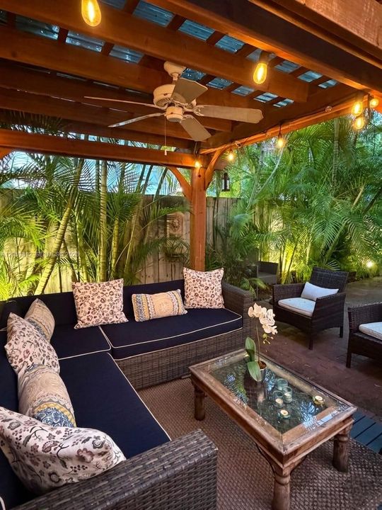 Gorgeous gazebo with lush landscape