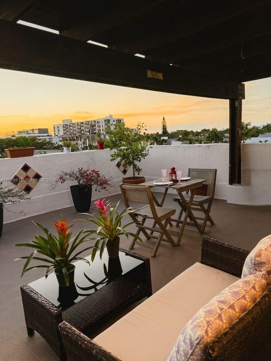 Roof top at sunset
