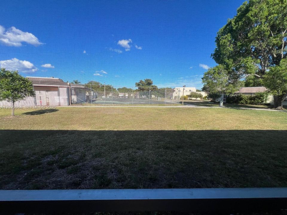 Tennis court and garden view