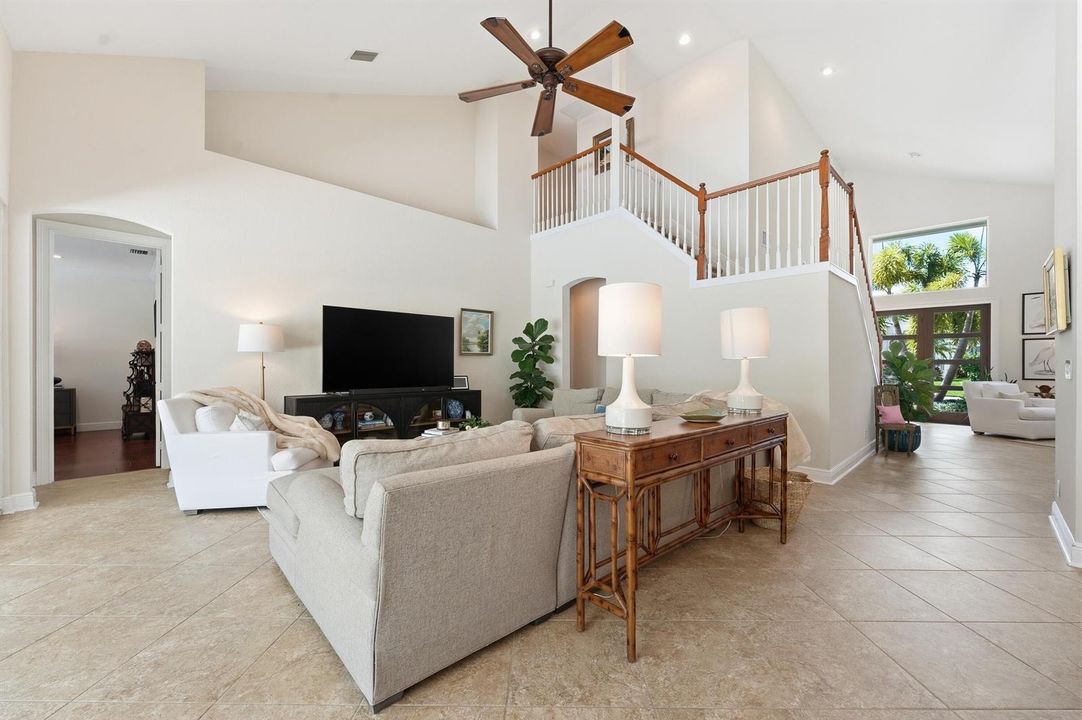 upstairs balcony overlooks living area