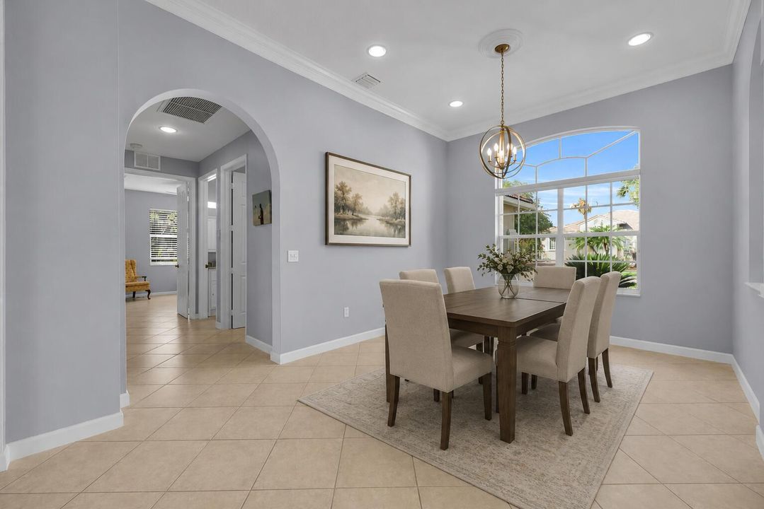 Virtually staged dining area
