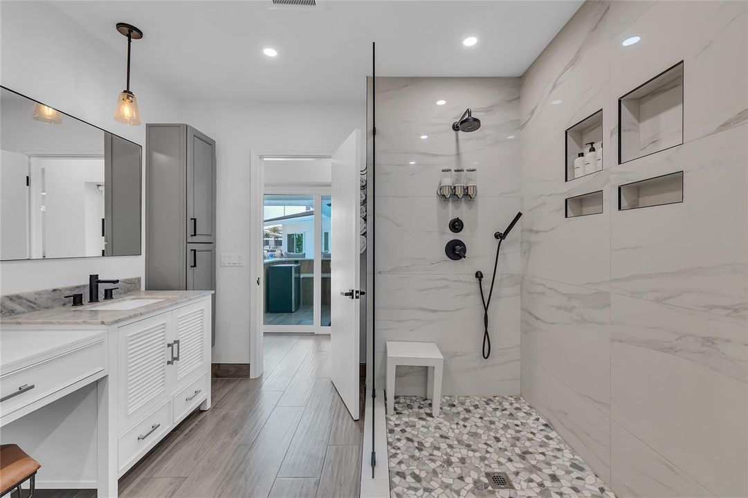 Primary bathroom with walk-in shower