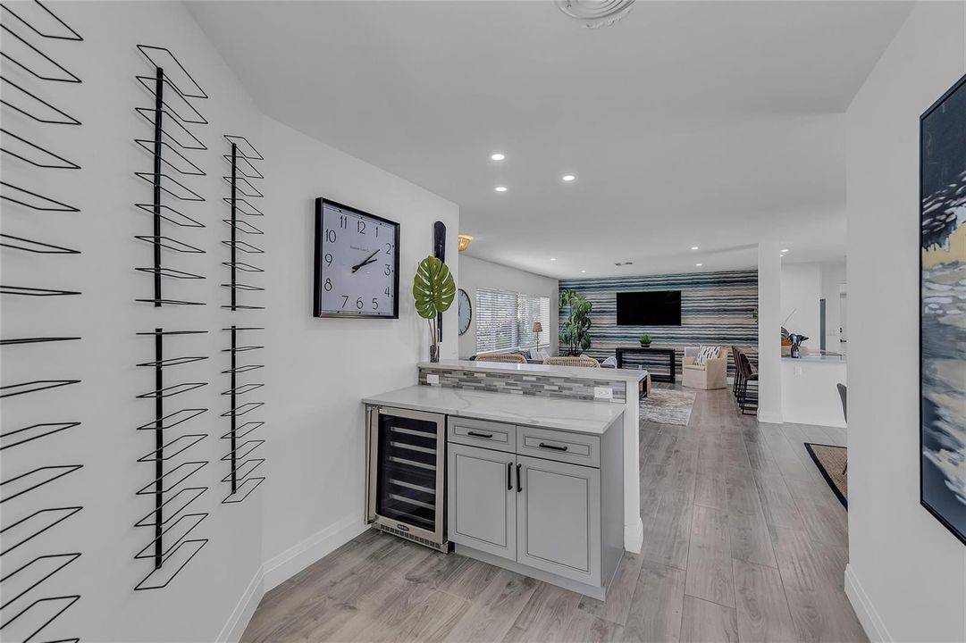Wine fridge and bar nook