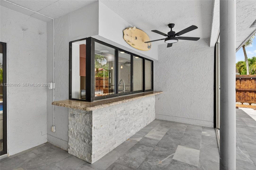 View to pool from Kitchen