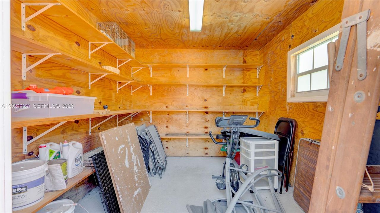3613 - Interior of built in stand-alone storage shed