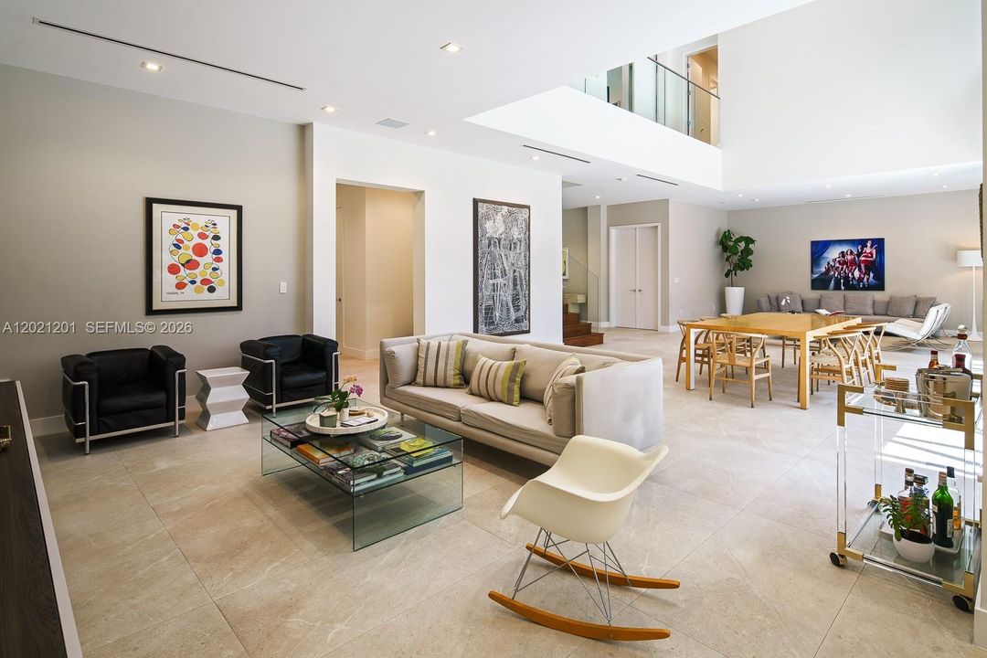 Modern family room with cohesive open-concept design