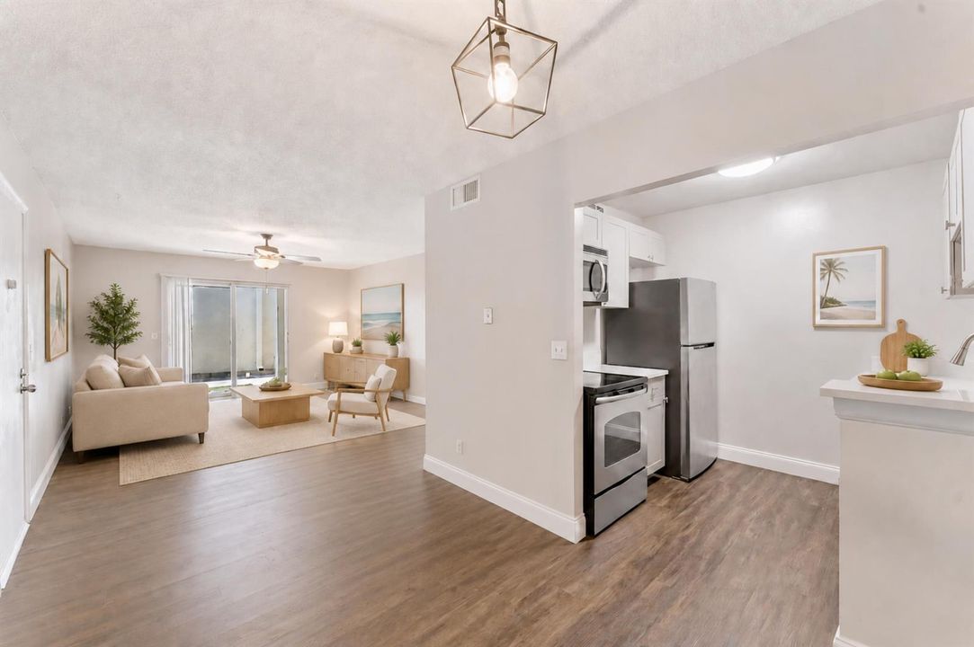 Staged Living & Kitchen Area