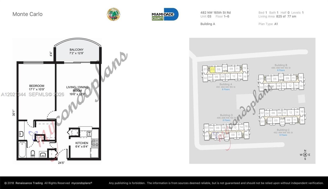 Activo con contrato: $1,675 (1 camas, 1 baños, 826 Pies cuadrados)