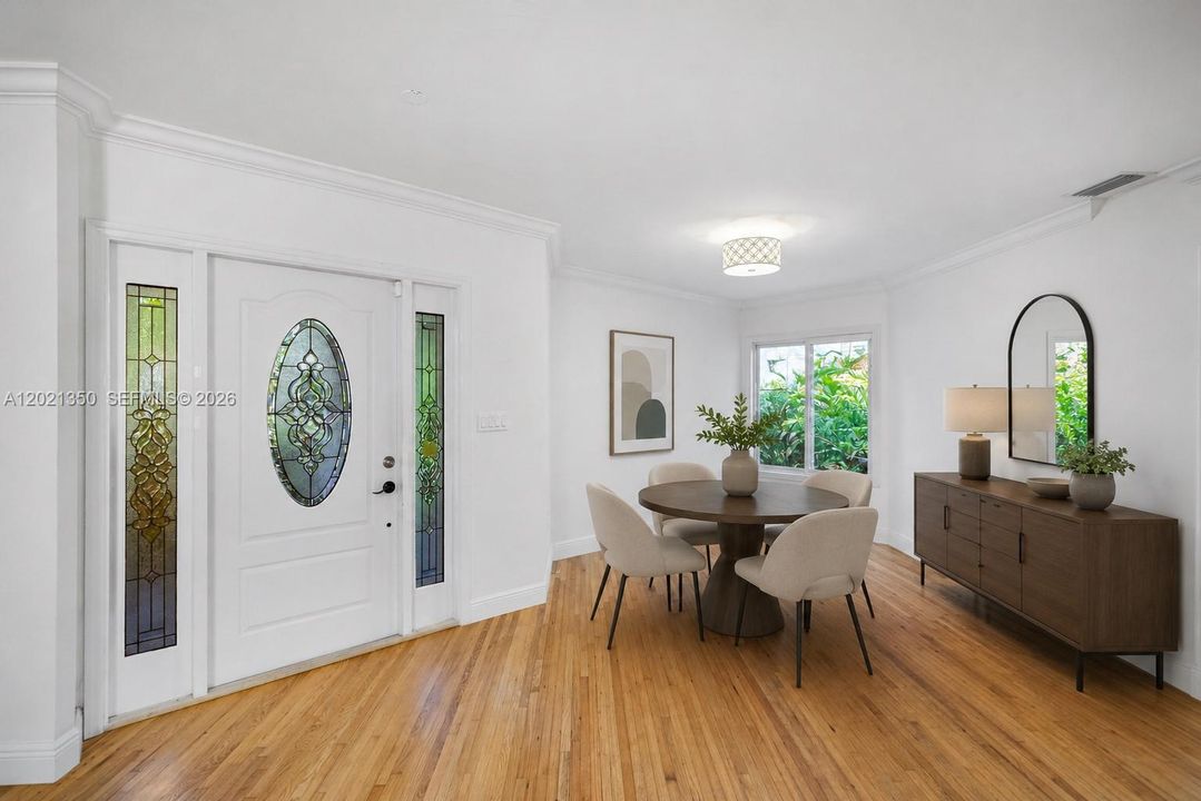 Virtually staged dining area.