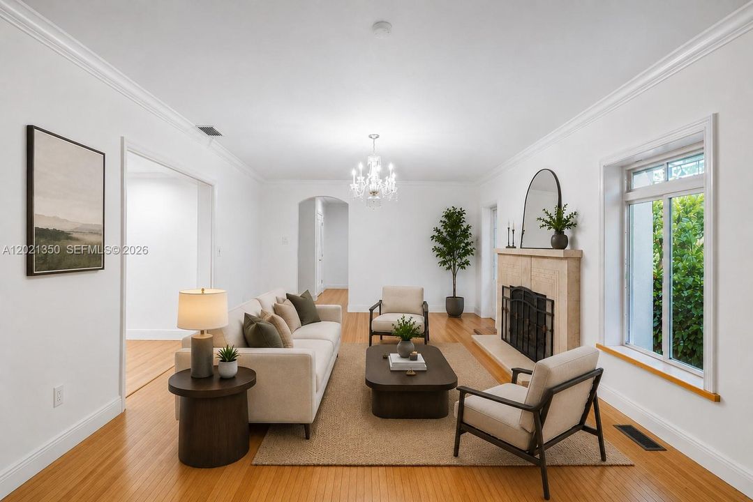 Virtually staged living room.