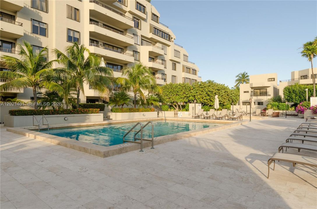 Tidemark's pool area with beach access.