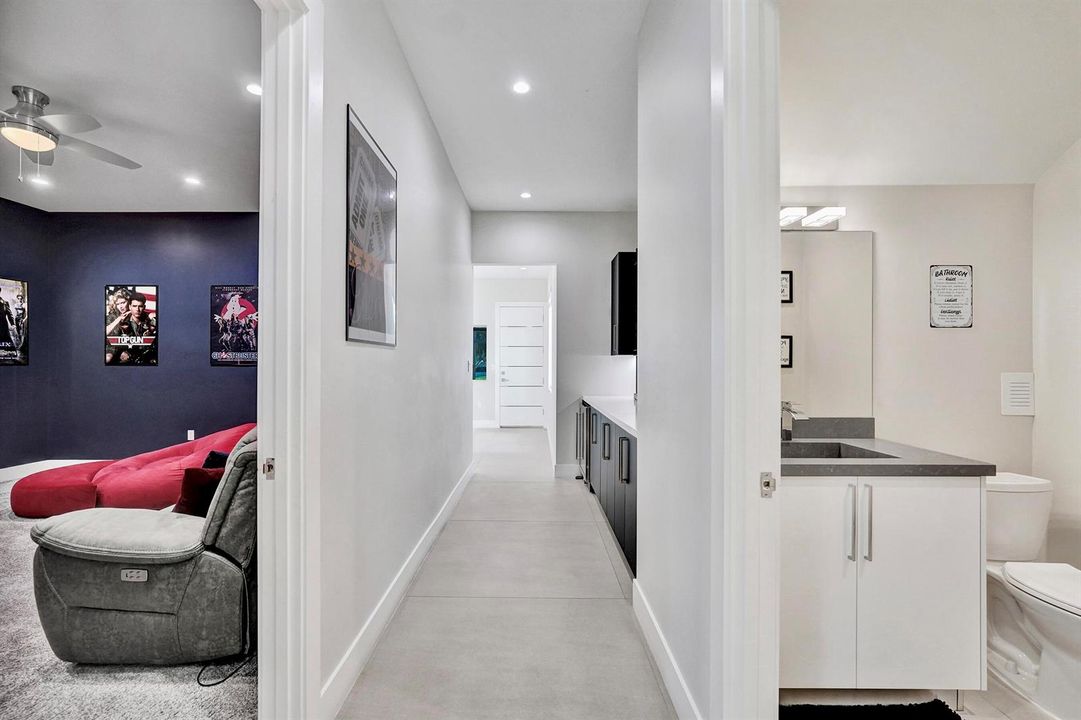 Theater room to half bath