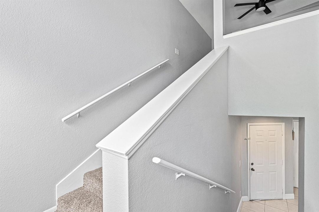 Stairs up to loft area