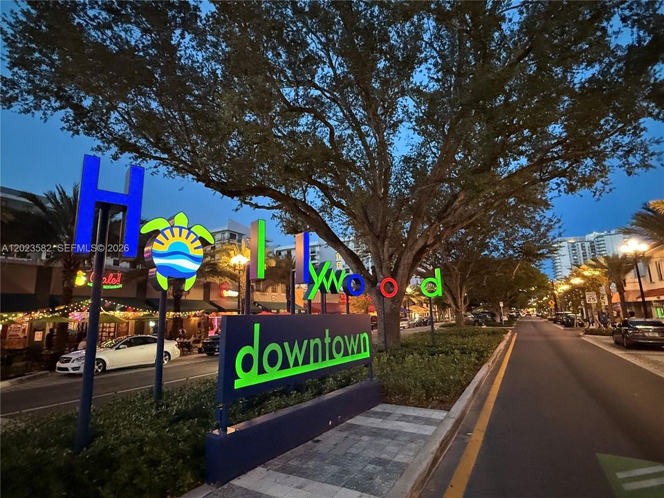 You can walk to many restaurants and bars at Downtown Hollywood
