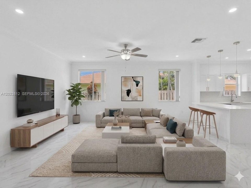 virtually staged with walls painted white