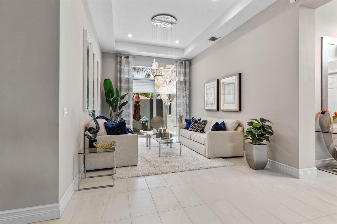 Living Room Has Tray Ceiling