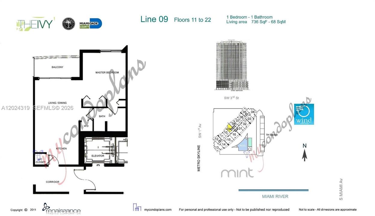 For Sale: $414,000 (1 beds, 1 baths, 736 Square Feet)
