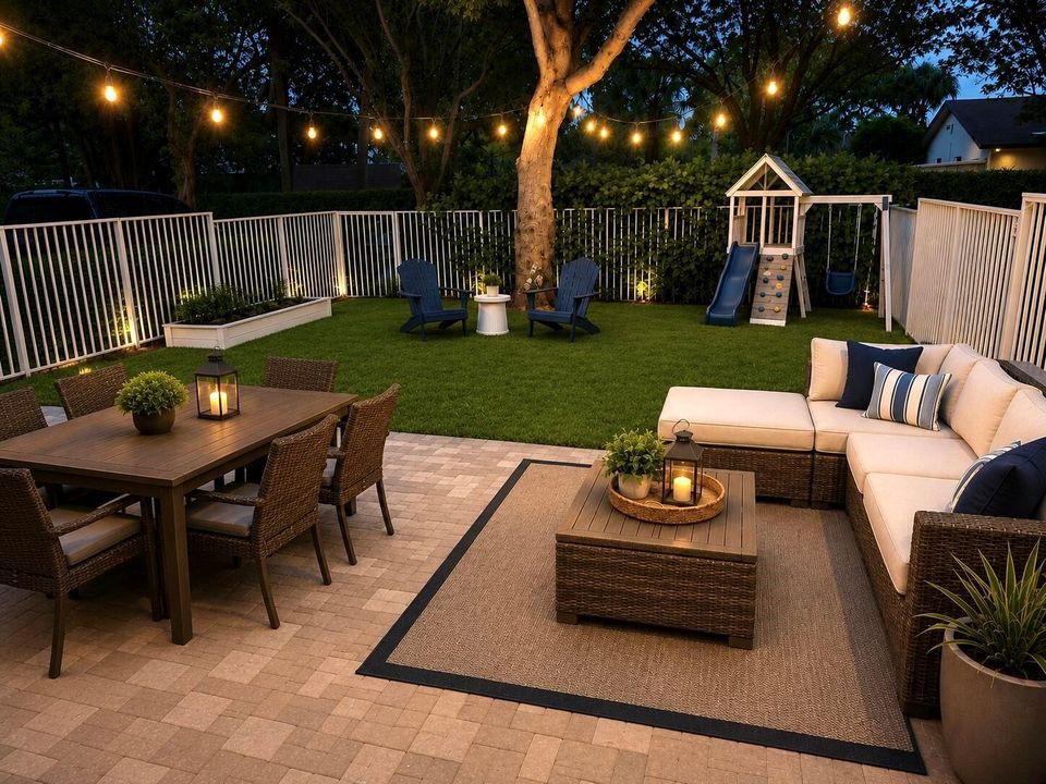 Staged backyard
