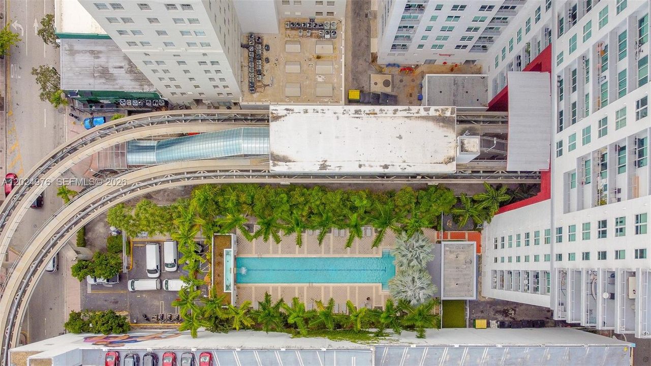 Zen Pool and Miami Metromover Station