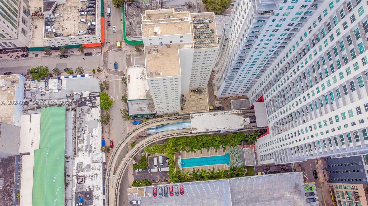 Zen Pool and Miami Metromover Station