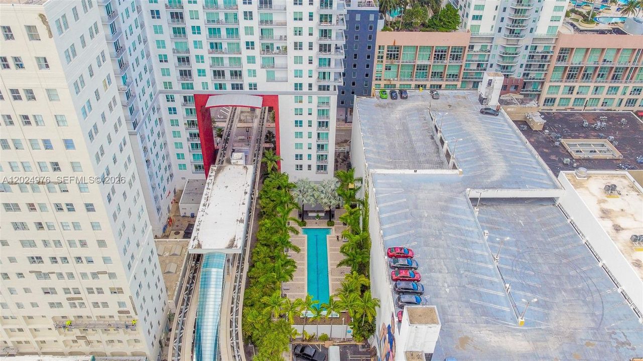 Zen Pool and Miami Metromover Station