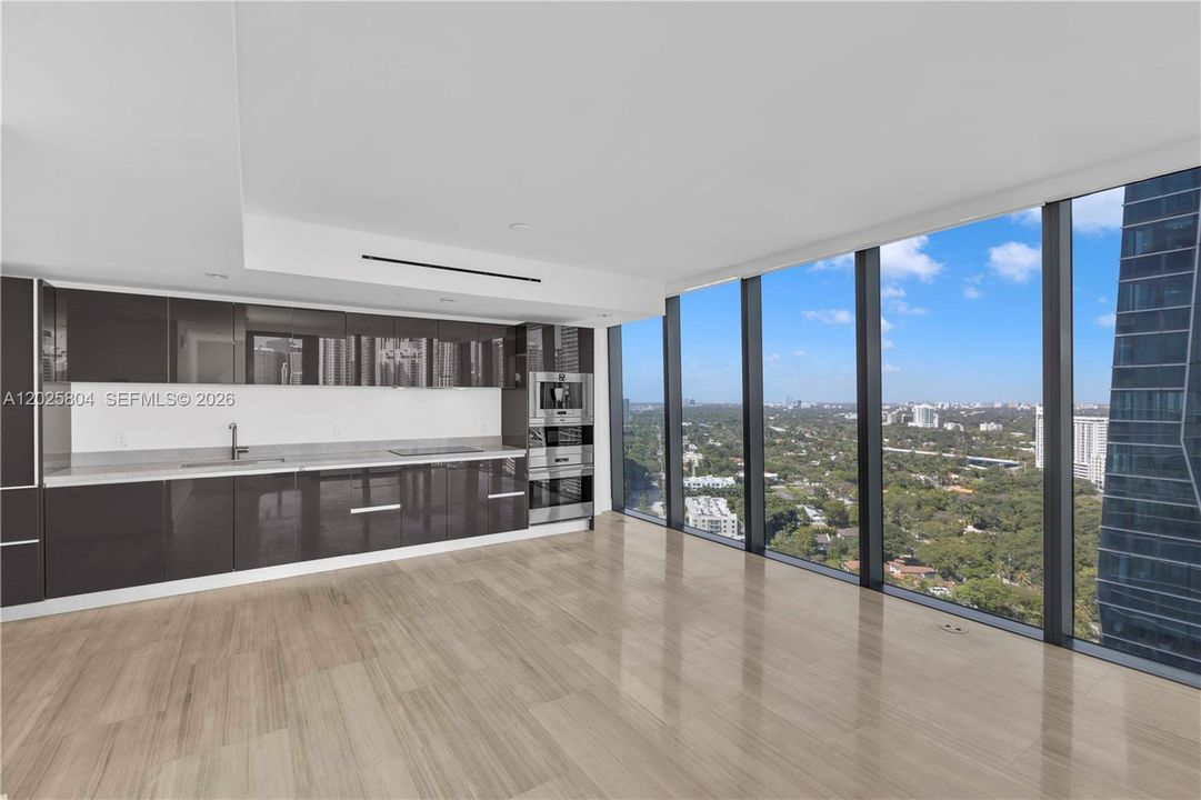 Living room and kitchen view.