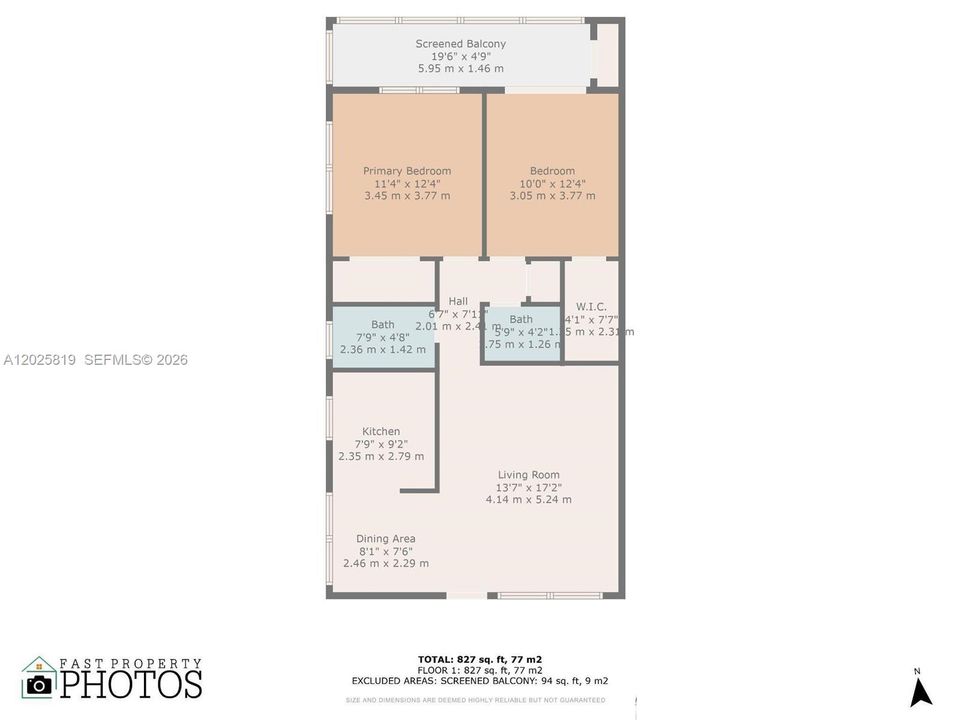 For Sale: $119,000 (2 beds, 1 baths, 820 Square Feet)