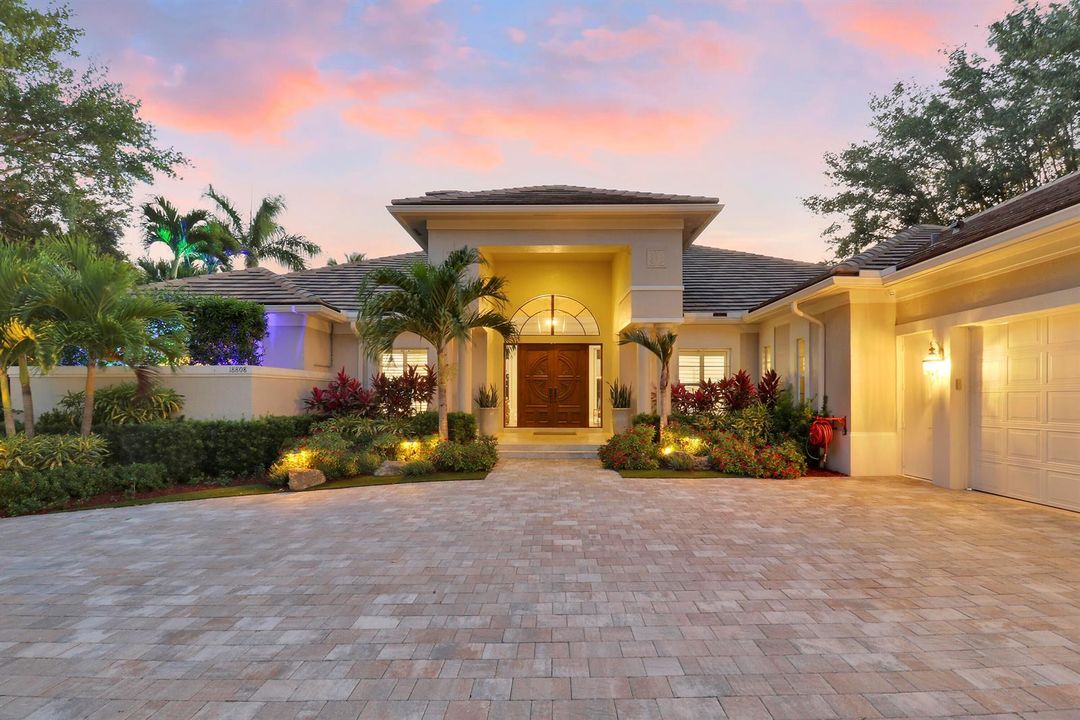 Aerial Twilight Entrance to Home