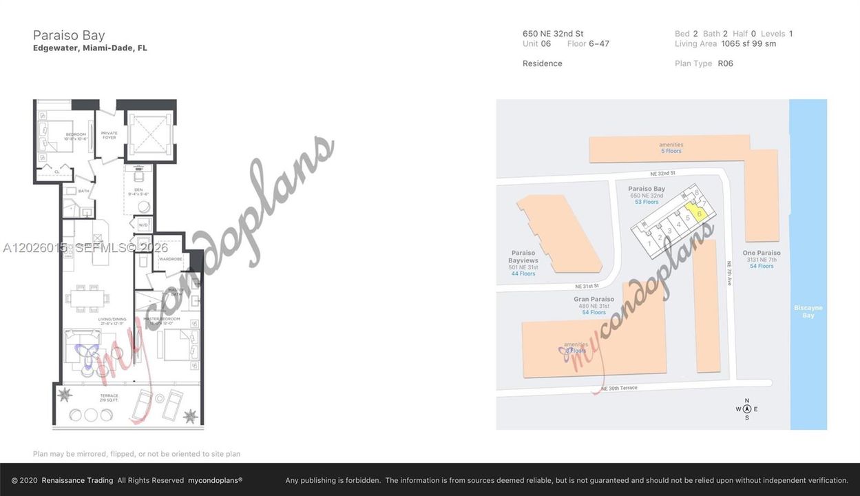 For Rent: $6,000 (2 beds, 2 baths, 1067 Square Feet)