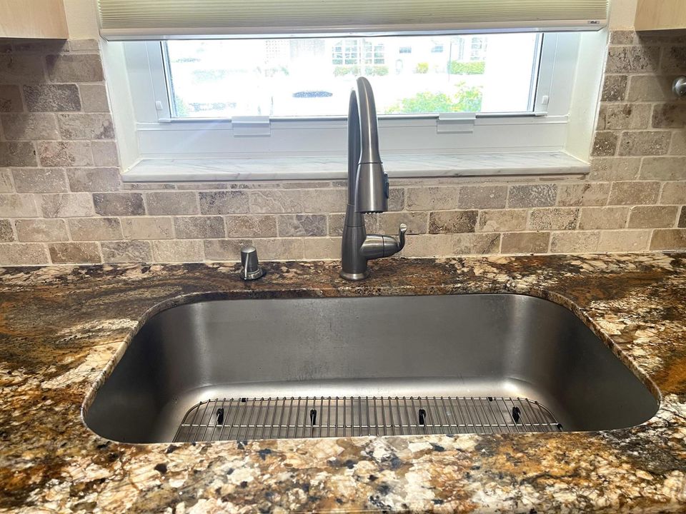 Single SS sink with goose neck faucet